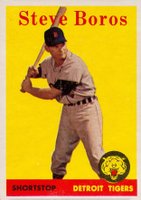 1958 Topps #81y Steve Boros Yellow Team Baseball Card