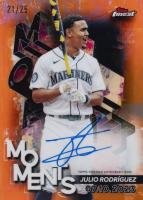 2024 Topps Finest Finest Moments Autographs #FMAJRO Julio Rodriguez Orange Refractor Baseball Card
