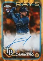 2024 Topps Chrome Update Chrome Rookie Autographs #RAJCA Junior Caminero Gold/Orange Lava Lamp Baseball Card