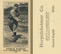 1916 Herpolsheimer Co. #115 George McBride Baseball Card