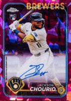 2024 Topps Chrome Sapphire Chrome Sapphire Autographs #CSAJC Jackson Chourio Padparadscha 1/1 Baseball Card