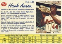 1962 Post Canadian #149 Hank Aaron Hand Cut Baseball Card