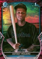 2023 Bowman Chrome Prospects #BCP62 Antony Peguero Fuchsia Lunar Crater Refractor Baseball Card