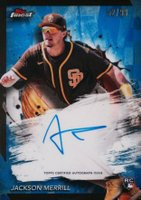 2024 Topps Finest Finest Autographs #FAJM Jackson Merrill Blue Refractor Baseball Card
