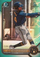 2022 Bowman Chrome Prospects #BCP79 Jackson Chourio Aqua Refractor Baseball Card