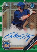 2019 Bowman Draft Chrome Draft Picks Autograph #CDABB Brett Baty Green Refractor Baseball Card