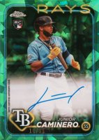 2024 Topps Chrome Sapphire Chrome Sapphire Autographs #CSAJCA Junior Caminero Green Baseball Card