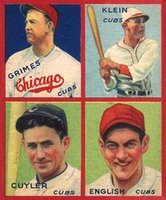 1935 Goudey 4-in-1 # Cuyler/English/Grimes/Klein Baseball Card