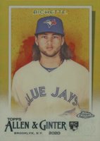 2020 Topps Allen & Ginter Chrome #112 Bo Bichette Gold Refractor Baseball Card