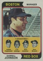 1974 Topps #403 Red Sox Mgr./Coaches Baseball Card