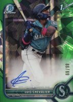 2022 Bowman Chrome Prospect Autographs #CPALC Luis Chevalier Green Atomic Refractor Baseball Card