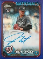 2024 Topps Chrome Rookie Autographs #RAJRU Jackson Rutledge Purple Refractor Baseball Card