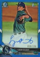 2018 Bowman Draft Chrome Draft Picks Autographs #CDALG Logan Gilbert Blue Refractor Baseball Card
