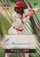 2024 Topps Chrome Black Autographs #ED Elly de La Cruz Green Refractor Baseball Card