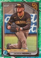 2024 Bowman Chrome Prospects #BCP145 Jackson Merrill Lunar Glow Refractor Baseball Card