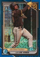 2024 Bowman Mega Box Chrome Prospects #179 Leo de Vries Blue Refractor Baseball Card