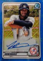 2020 Bowman Chrome Mega Box Autographs #BMAJD Jasson Dominguez Blue Refractor Baseball Card