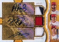 2018 Topps Triple Threads Autograph Relic Combo #AMS Albert Pujols/Mike Trout/Shohei Ohtani Gold Baseball Card