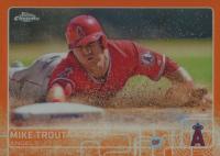 2015 Topps Chrome #51 Mike Trout Sliding-Orange Refractor Baseball Card