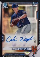 2021 Bowman Draft Chrome Draft Pick Autographs #CDACZ Calvin Ziegler Black Refractor Baseball Card