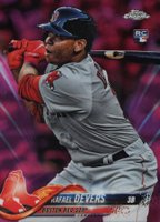 2018 Topps Chrome #25 Rafael Devers Batting-Pink Refractor Baseball Card