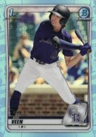 2020 Bowman Draft #BD107 Zac Veen Chrome-Sky Blue Refractor Baseball Card