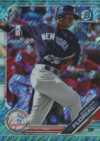 2019 Bowman Prospects Chrome #74 Estevan Florial Aqua Shimmer Baseball Card
