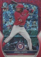 2023 Bowman Chrome Prospects #BCP224 James Wood Red Shimmer Baseball Card