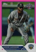 2023 Topps Pro Debut #PD139 Junior Caminero Fuchsia Foil Baseball Card