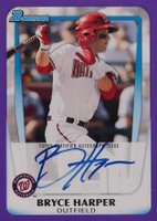 2011 Bowman Prospects #BP1 Bryce Harper Autograph-Purple Baseball Card