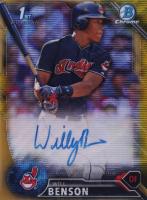 2016 Bowman Draft Chrome Draft Picks Autographs #CDAWB Will Benson Gold Wave Refractor Baseball Card