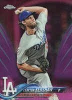 2018 Topps Chrome #121 Clayton Kershaw Pitching-Pink Refractor Baseball Card