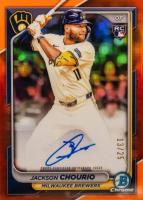 2024 Bowman Chrome Chrome Rookie Autographs #CRAJCH Jackson Chourio Orange Refractor Baseball Card