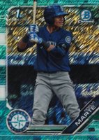 2019 Bowman Prospects Chrome #97 Noelvi Marte Aqua Shimmer Baseball Card