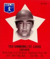 1978 Pepsi-Cola SuperSTAR Hand Cut # Ted Simmons Baseball Card