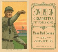 1909 White Borders Sovereign #373 Orval Overall Hand Face Level Baseball Card