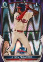 2023 Bowman Chrome Prospects #BCP3 Justin Crawford Purple Raywave Refractor Baseball Card