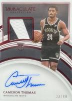 2021 Panini Immaculate Collection #120 Cameron Thomas Patch Autograph-Red Basketball Card