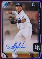2015 Bowman Chrome Autograph Prospect #WA Willy Adames Purple Refractor Baseball Card