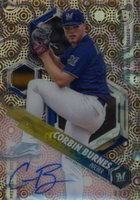 2018 Bowman High Tek #CB Corbin Burnes Autograph-Orange Magma Diffractor Baseball Card