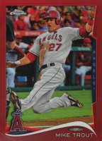 2014 Topps Chrome #1 Mike Trout Sliding-Red Refractor Baseball Card