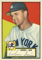 1952 Topps #49 Johnny Sain Red Back-Correct Back Baseball Card