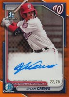 2024 Bowman Chrome Prospect Autographs #CPADC Dylan Crews Orange Refractor Baseball Card