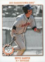 2011 Multi-Ad Hagerstown Suns Harper Pro Debut # Bryce Harper Dropping Bat Baseball Card