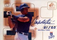 1999 SP Signature Autographs #CBe Carlos Beltran Gold Baseball Card