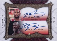 2007 Upper Deck Exquisite Collection Enshrinements Dual #ML Michael Jordan/LeBron James Basketball Card
