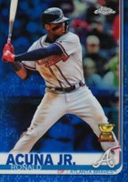 2019 Topps Chrome #117 Ronald Acuna Jr. Batting-Blue Refractor Baseball Card
