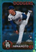 2024 Topps Chrome Logofractor Edition #18 Yoshinobu Yamamoto Aqua Refractor Baseball Card
