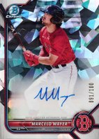 2022 Bowman Chrome Prospect Autographs #CPAMMY Marcelo Mayer Atomic Refractor Baseball Card