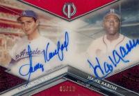 2017 Topps Tribute Dual Autographs #DA-KA Hank Aaron/Sandy Koufax Red Baseball Card